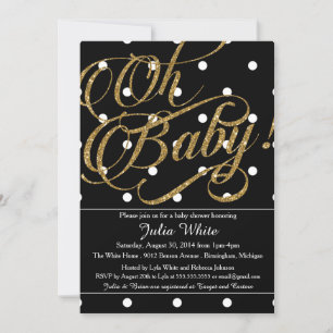 Invitation Parties scintillant Baby shower Invitation, noir e