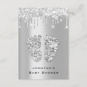 Invitation Parties scintillant Baby shower Pieds ArgentGris G