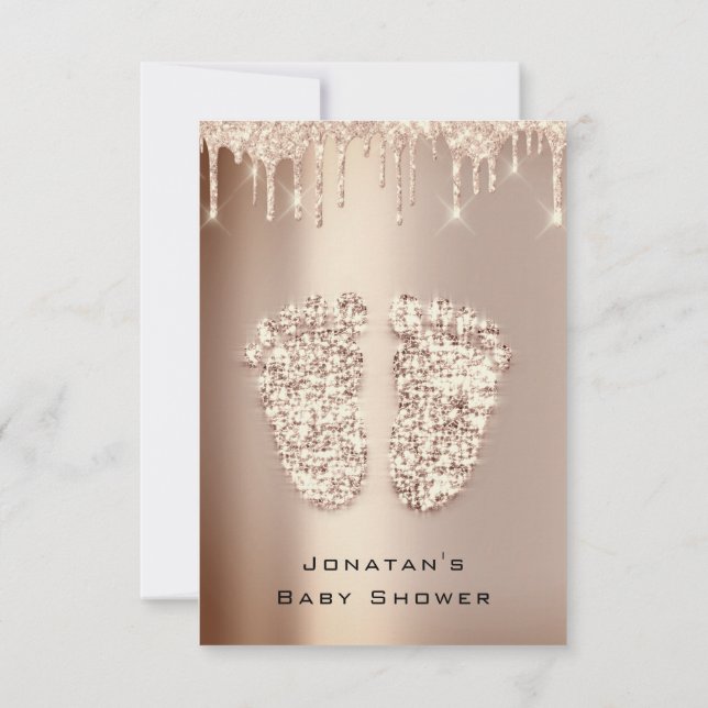 Invitation Parties scintillant  Baby shower Pieds Rose Gold G (Dos)