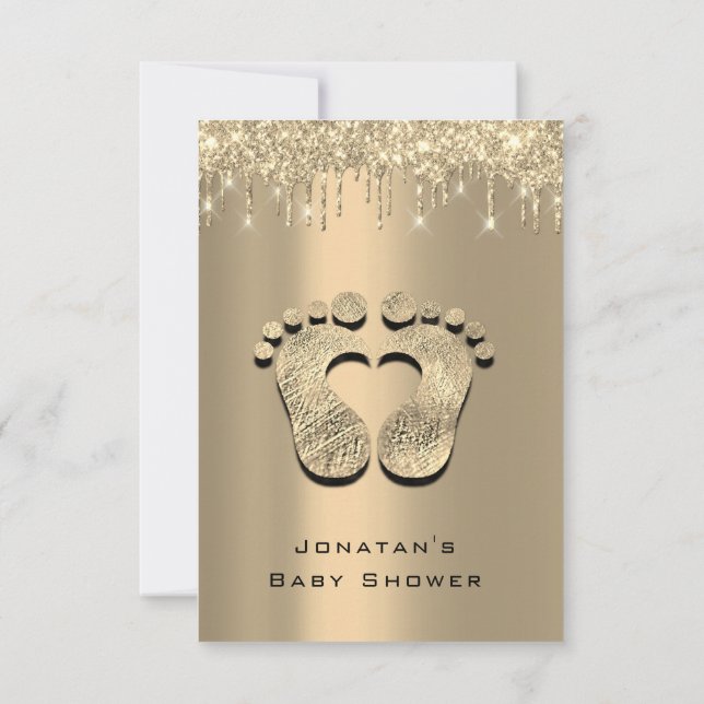 Invitation Parties scintillant Baby shower pieds Sepia Dots G (Dos)