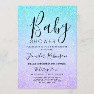 Invitation Parties scintillant Baby shower violet et turquois