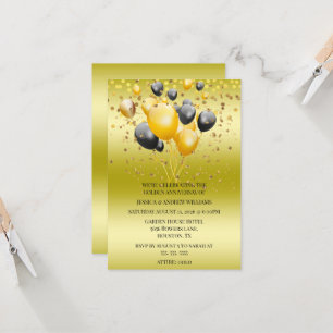 Invitation Parties scintillant Ballons Confetti 50e anniversa