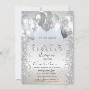 Invitation Parties scintillant Balloons Confetti Baby shower 