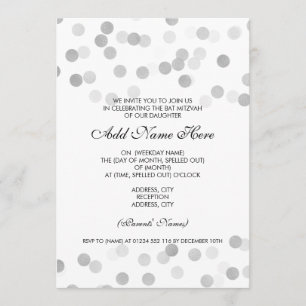 Invitation Parties scintillant Bat mitzvah Faux Argent