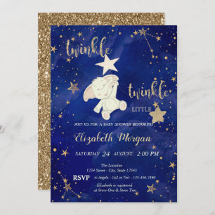 Invitation Parties scintillant Bear Twinkle Baby shower Gold