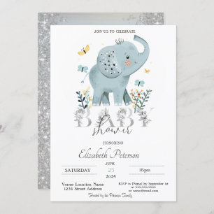 Invitation Parties scintillant bébé éléphant Baby shower en a