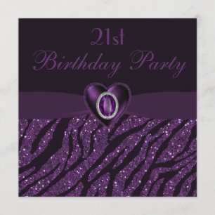 Invitation Parties scintillant Bijoux imprimés Coeur et zèbre