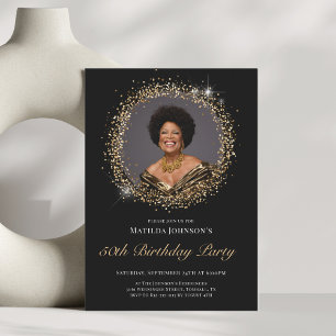 Invitation Parties scintillant Black Gold 50e Anniversaire Fê
