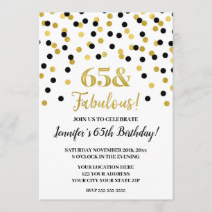 Invitation Parties scintillant Black Gold Confetti 65 et Fabu