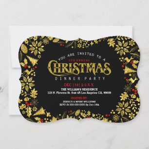 Invitation Parties scintillant Black & Gold Imprimer Couronne