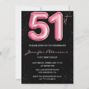 Invitation Parties scintillant Black Pink Balloon Glam 51e an