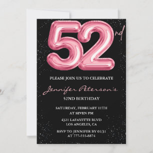 Invitation Parties scintillant Black Pink Balloon Glam 52e an