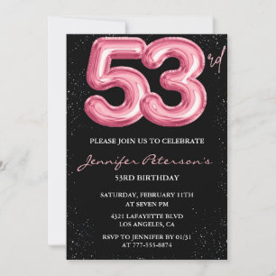 Invitation Parties scintillant Black Pink Balloon Glam 53e an