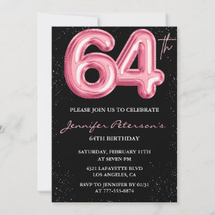 Invitation Parties scintillant Black Pink Balloon Glam 64e an