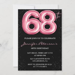 Invitation Parties scintillant Black Pink Balloon Glam 68e an