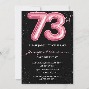 Invitation Parties scintillant Black Pink Balloon Glam 73e an