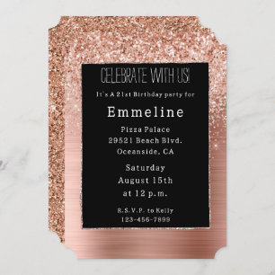 Invitation Parties scintillant Black Rose Gold Blush