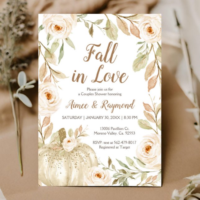 Invitation Parties scintillant blanche Citrouille Couples Dou (Créateur téléchargé)