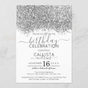 Invitation Parties scintillant blanche en argent de luxe Conf