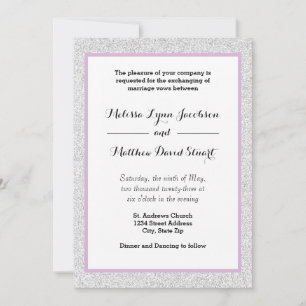 Invitation Parties scintillant blanche et violet encadrée - F
