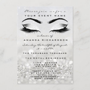 Invitation Parties scintillant blanche maquillage argent 16e 
