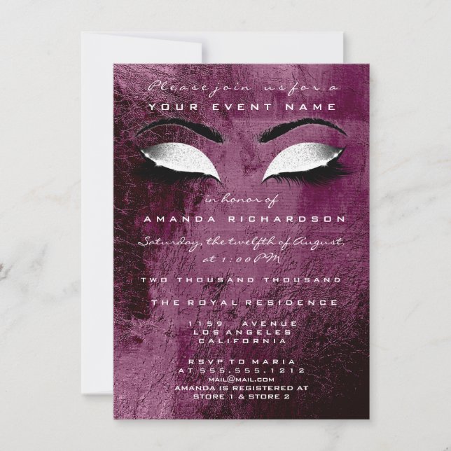 Invitation Parties scintillant blanche maquillage de maroon d (Devant)