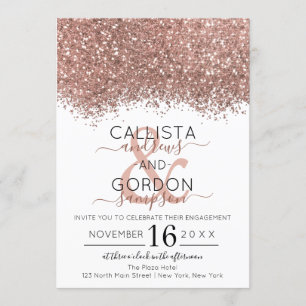Invitation Parties scintillant blanche Rose de luxe Confetti 
