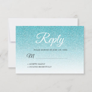 Invitation Parties scintillant bleu chic Ombre RSVP