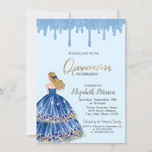 Invitation Parties scintillant bleu clair, Robe fille Quincea