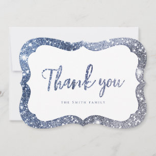 Invitation Parties scintillant bleu étincelant simple merci