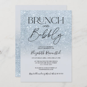 Invitation Parties scintillant bleu glacé brunch chic bulle d
