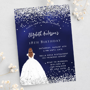 Invitation Parties scintillant bleu marine anniversaire robe 