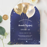 Invitation Parties scintillant bleu marine or ballons arc ann<br><div class="desc">Une invitation moderne,  élégante et glamour pour une fête d'anniversaire de 21e (ou tout âge). Un arrière - plan bleu marine,  décoré de parties scintillant bleu et faux or brille et de ballons d'or. La couleur bleue est inégale. Personnalisez et ajoutez votre nom et les détails de votre fête.</div>