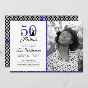 Invitation Parties scintillant bleue 50 Fabuleuse photo du 50