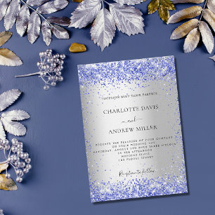Invitation Parties scintillant bleue argent mariage de luxe f