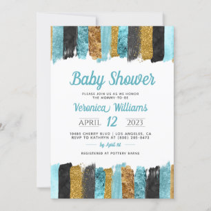 Invitation Parties scintillant bleue Baby shower garçon Invit