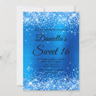 Invitation Parties scintillant bleue brillante et huile sucré