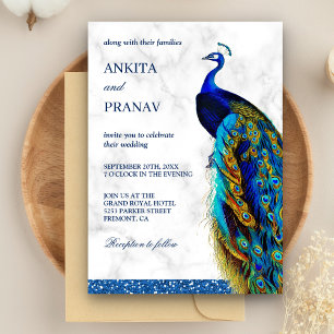 Invitation Parties scintillant Bleue Chic moderne Peacock Mar