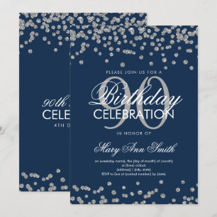 Invitation Parties scintillant Bleue de la marine d'argent Co