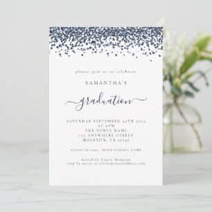 Invitation Parties scintillant bleue de la Marine moderne 202