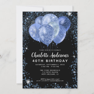 Invitation Parties scintillant Bleue de la Marine Noire moder