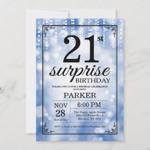 Invitation Parties scintillant bleue de l'invitation surprise