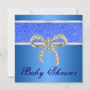 Invitation Parties scintillant Bleue Diamond Bow Baby shower 