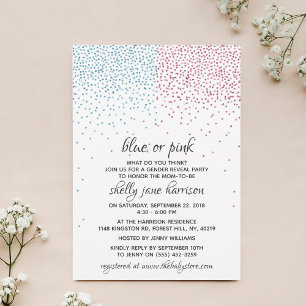Invitation Parties scintillant bleue et rose Confetti Genre R