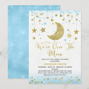 Invitation Parties scintillant Bleue Faux Or Sur Le Baby show