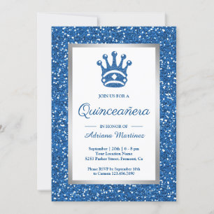 Invitation Parties scintillant Bleue Faux Tiara Princess Quin