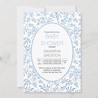 Invitation Parties scintillant bleue moderne baby shower tend