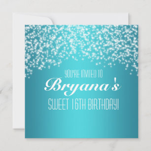 Invitation Parties scintillant Blue Aqua Party Sparkle Invita