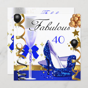 Invitation Parties scintillant Blue Gold 40 Fabuleux fête du 