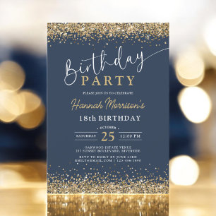 Invitation Parties scintillant Blue Gold de la Marine branché
